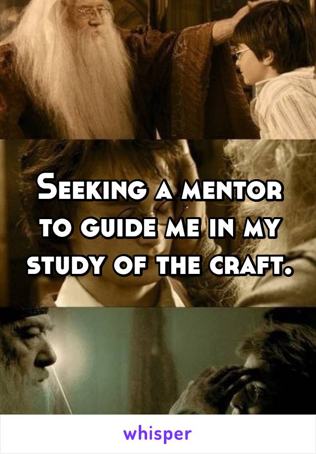 Seeking a mentor to guide me in my study of the craft.