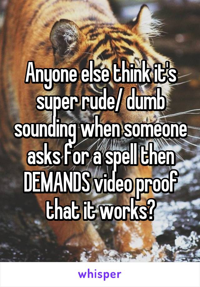 Anyone else think it's super rude/ dumb sounding when someone asks for a spell then DEMANDS video proof that it works?