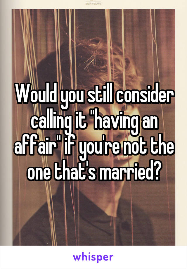 Would you still consider calling it "having an affair" if you're not the one that's married?