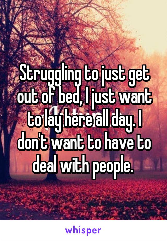 Struggling to just get out of bed, I just want to lay here all day. I don't want to have to deal with people. 