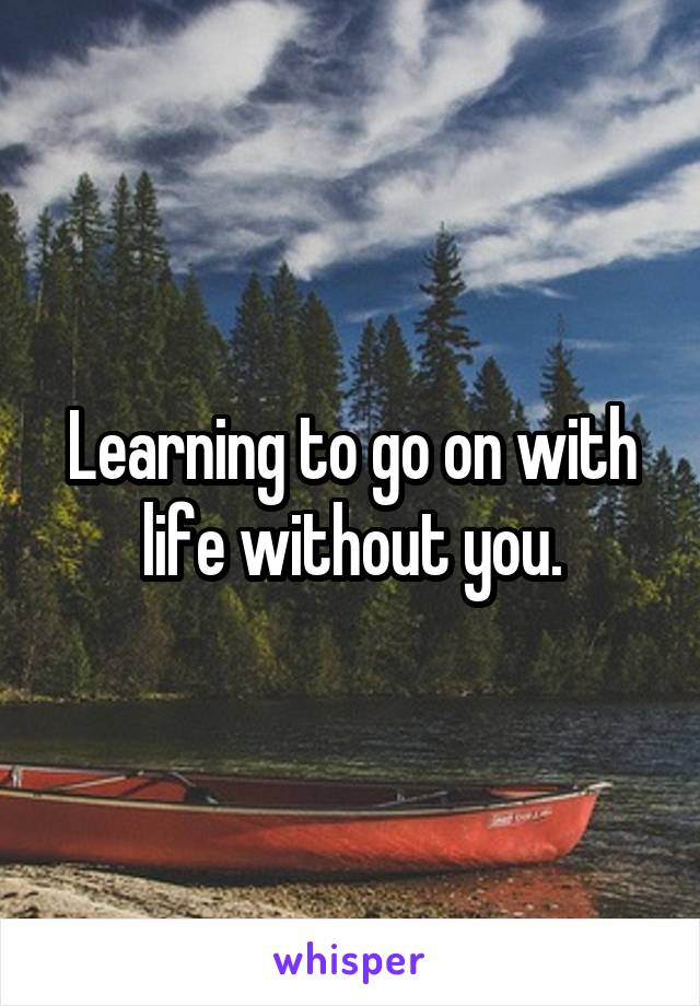 Learning to go on with life without you.