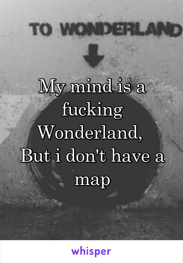 My mind is a fucking
Wonderland, 
But i don't have a map