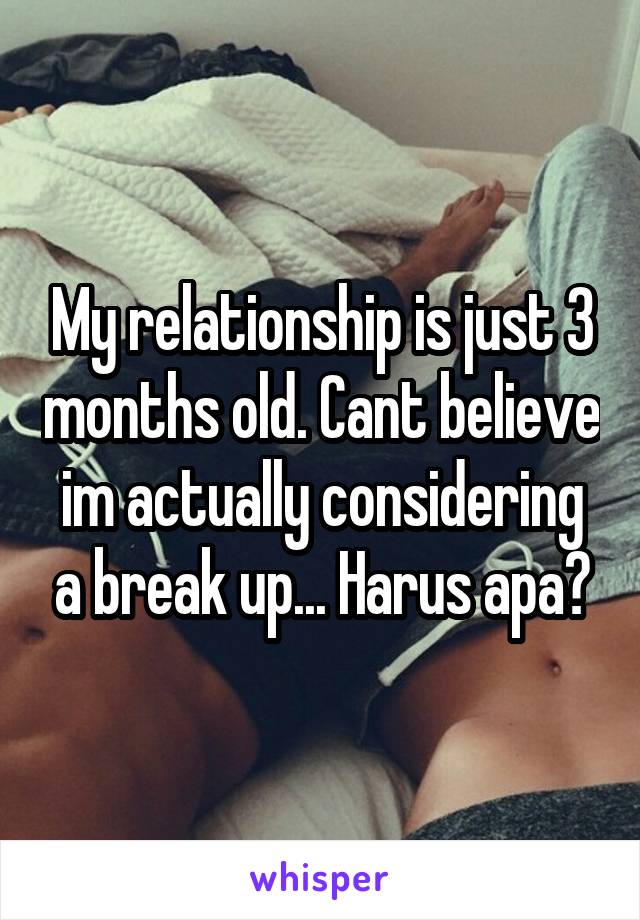 My relationship is just 3 months old. Cant believe im actually considering a break up... Harus apa?