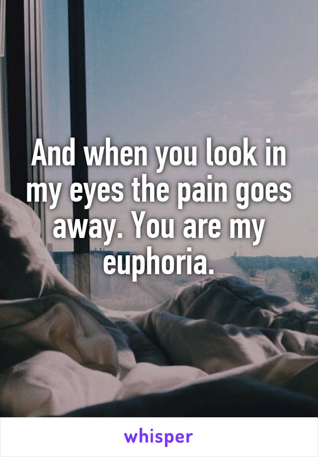 And when you look in my eyes the pain goes away. You are my euphoria.
