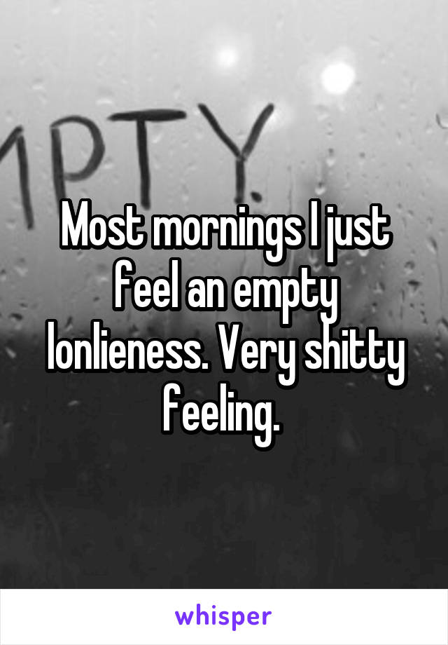 Most mornings I just feel an empty lonlieness. Very shitty feeling. 