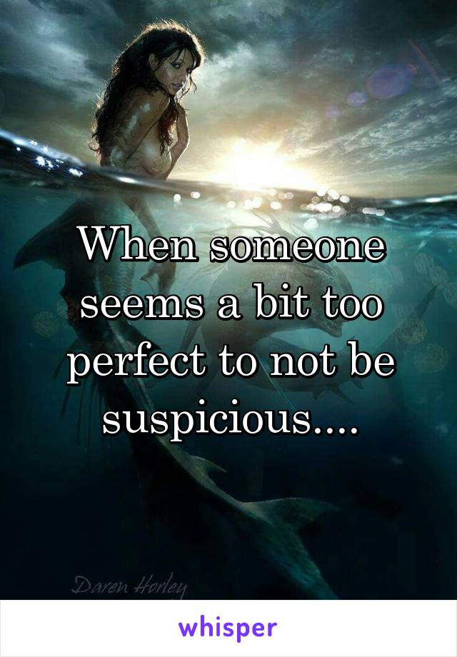 When someone seems a bit too perfect to not be suspicious....