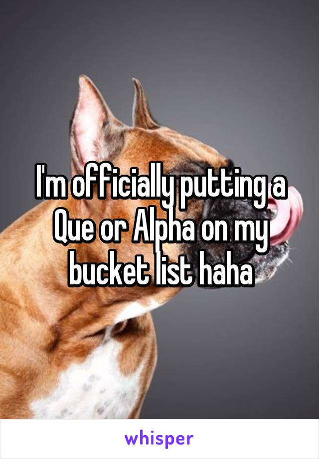 I'm officially putting a Que or Alpha on my bucket list haha