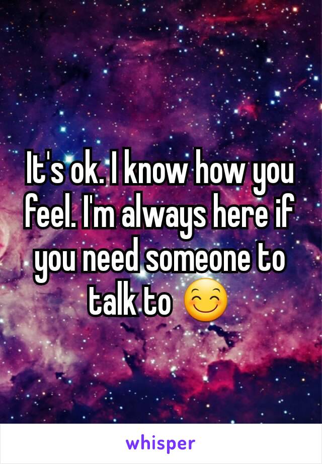 It's ok. I know how you feel. I'm always here if you need someone to talk to 😊