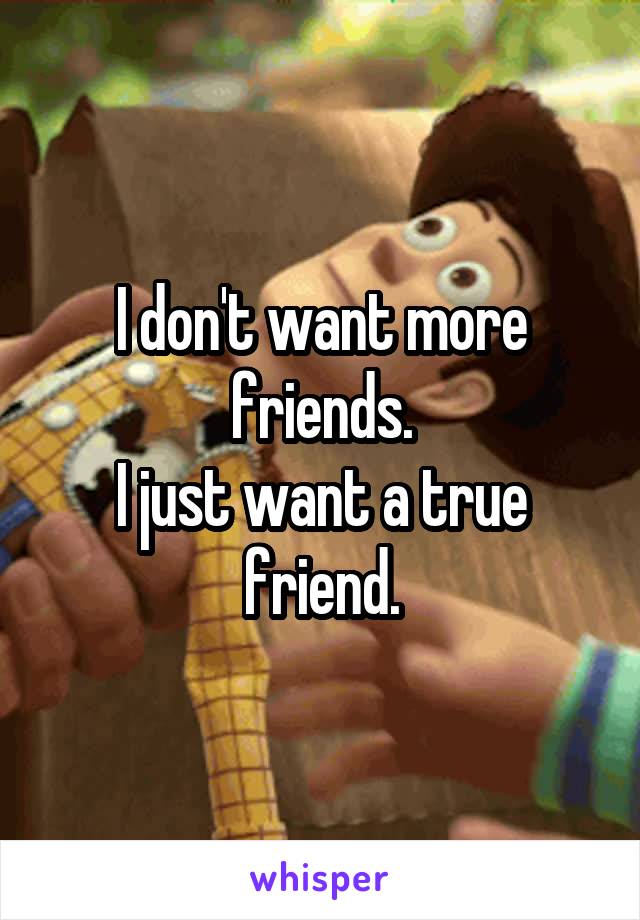 I don't want more friends.
I just want a true friend.