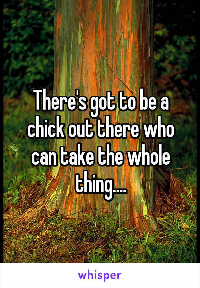 There's got to be a chick out there who can take the whole thing....