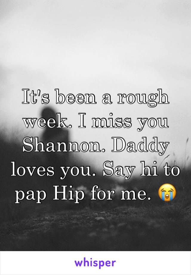 It's been a rough week. I miss you Shannon. Daddy loves you. Say hi to pap Hip for me. 😭