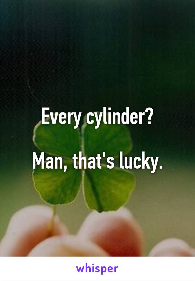 Every cylinder?

Man, that's lucky.