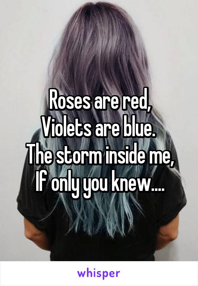 Roses are red,
Violets are blue. 
The storm inside me,
If only you knew....