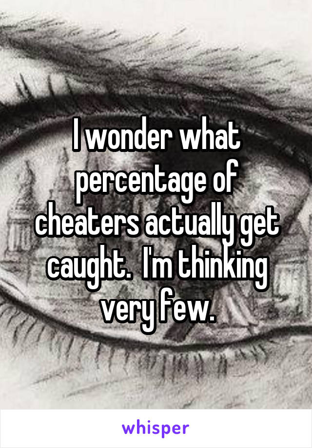 I wonder what percentage of cheaters actually get caught.  I'm thinking very few.