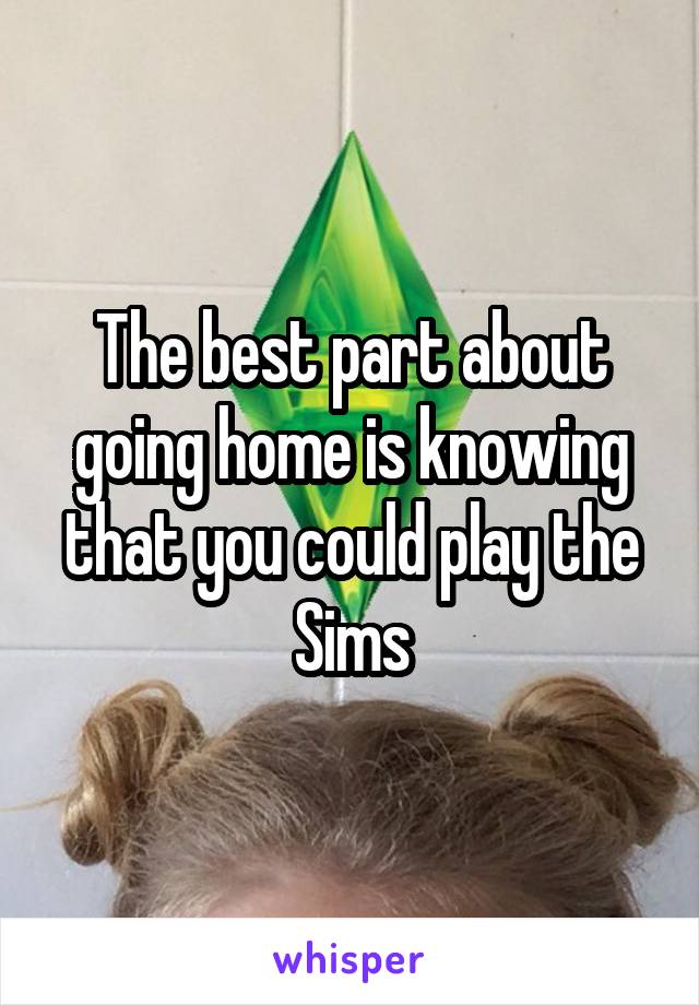 The best part about going home is knowing that you could play the Sims