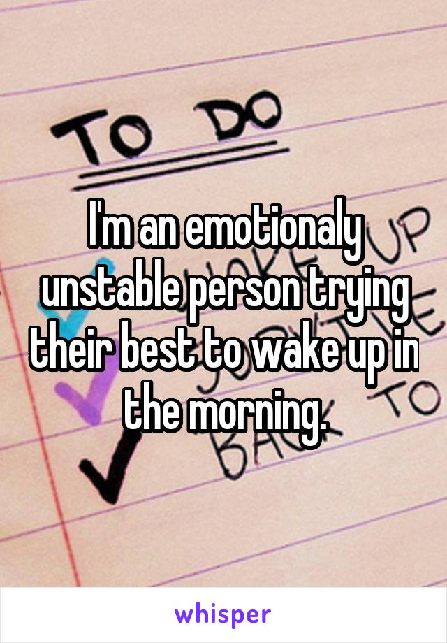 I'm an emotionaly unstable person trying their best to wake up in the morning.