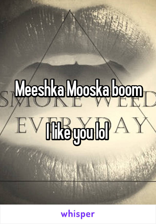 Meeshka Mooska boom

I like you lol 