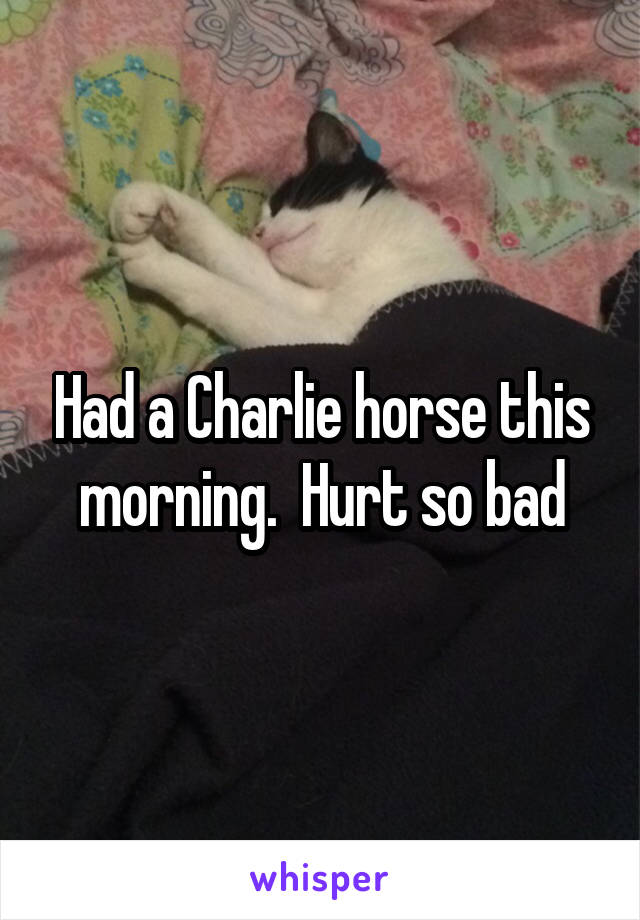 Had a Charlie horse this morning.  Hurt so bad