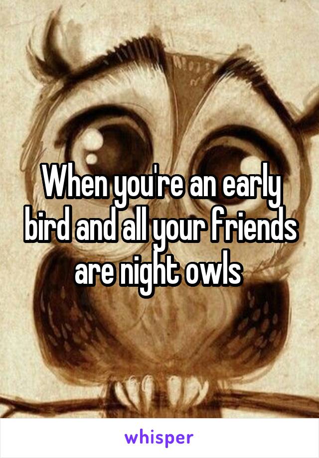 When you're an early bird and all your friends are night owls 