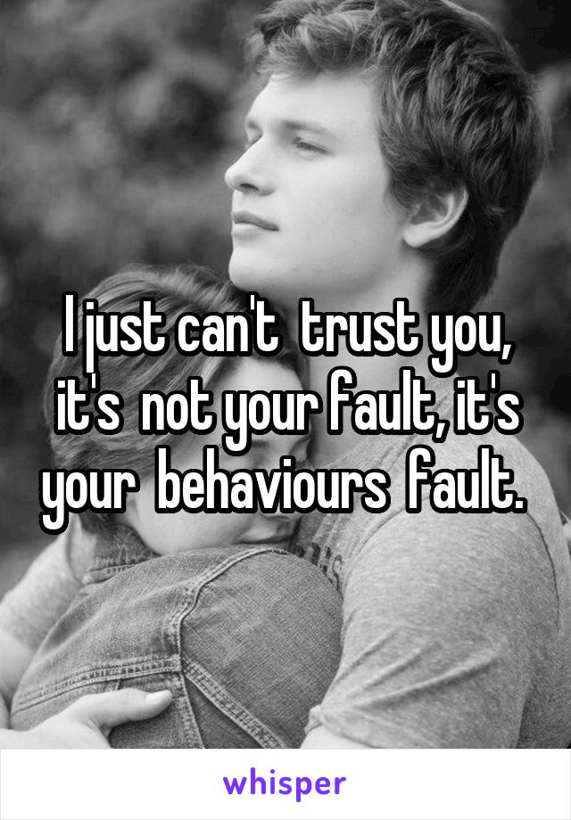 I just can't  trust you, it's  not your fault, it's your  behaviours  fault. 