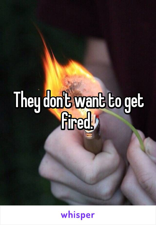 They don't want to get fired. 