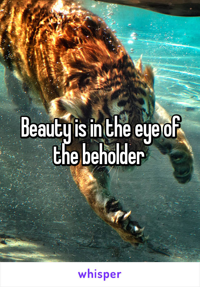 Beauty is in the eye of the beholder 