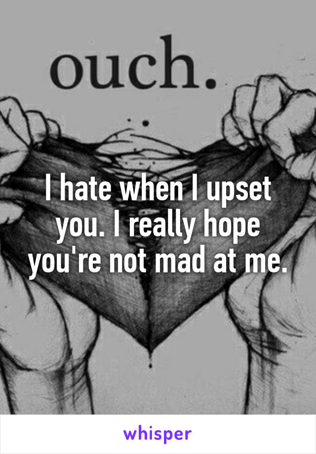 I hate when I upset you. I really hope you're not mad at me.