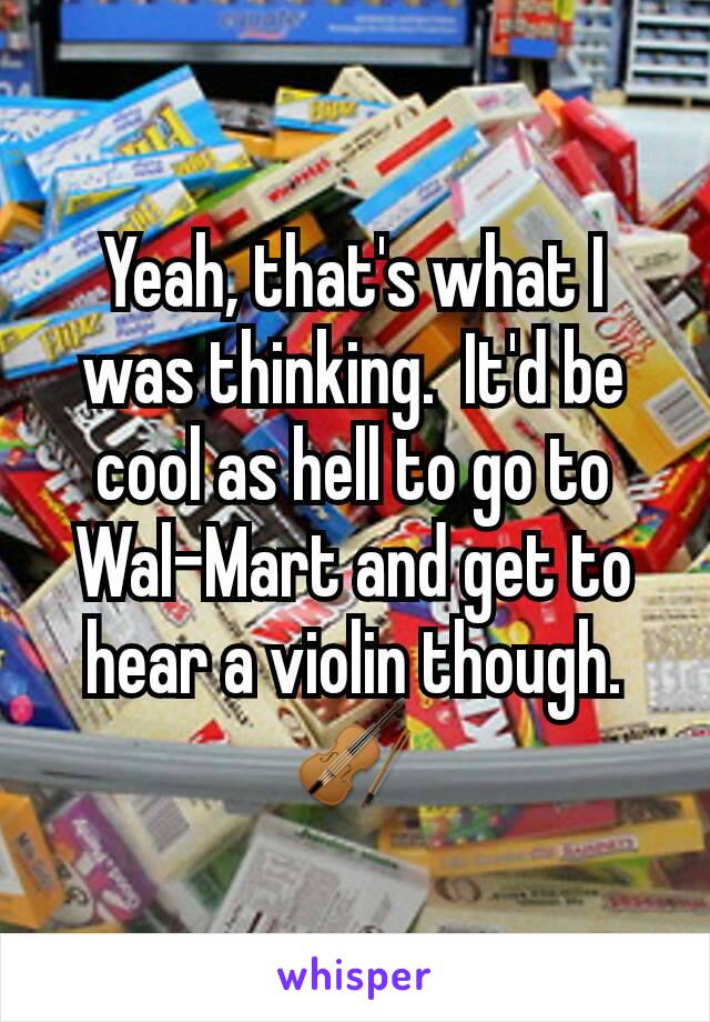 Yeah, that's what I was thinking.  It'd be cool as hell to go to Wal-Mart and get to hear a violin though.  🎻