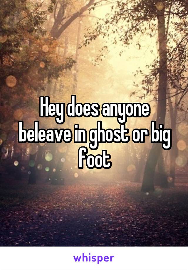 Hey does anyone beleave in ghost or big foot