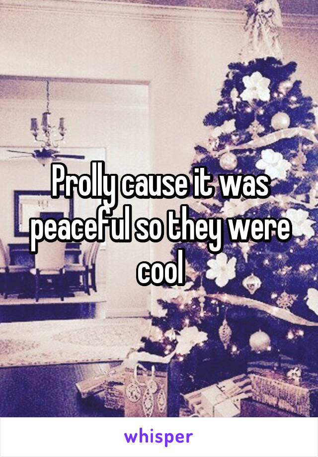 Prolly cause it was peaceful so they were cool