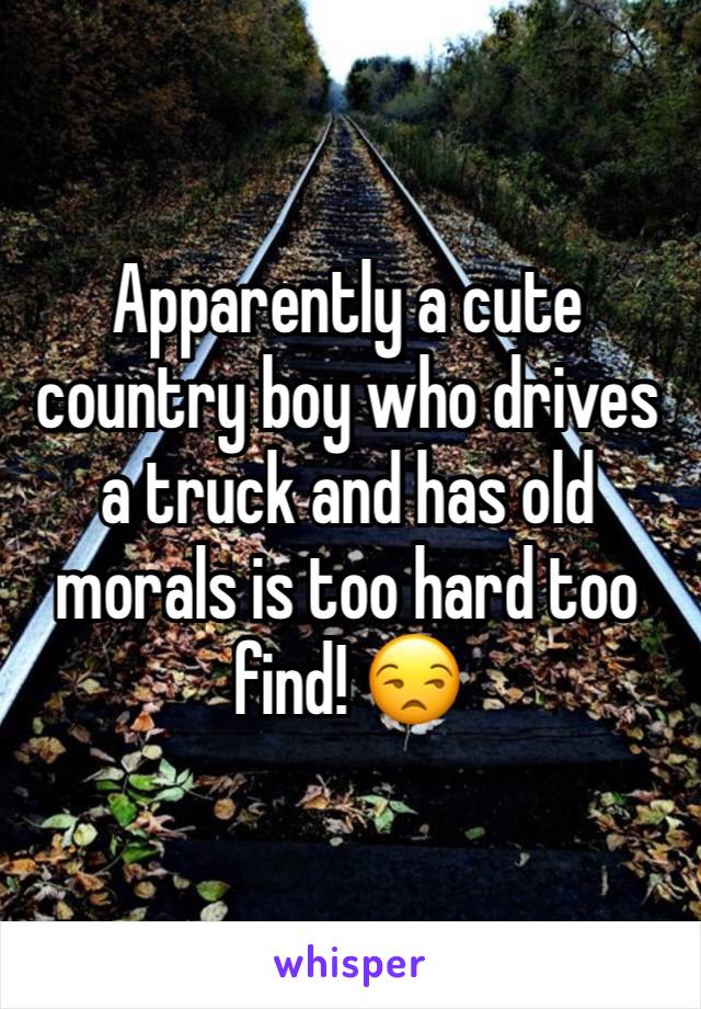 Apparently a cute country boy who drives a truck and has old morals is too hard too find! 😒