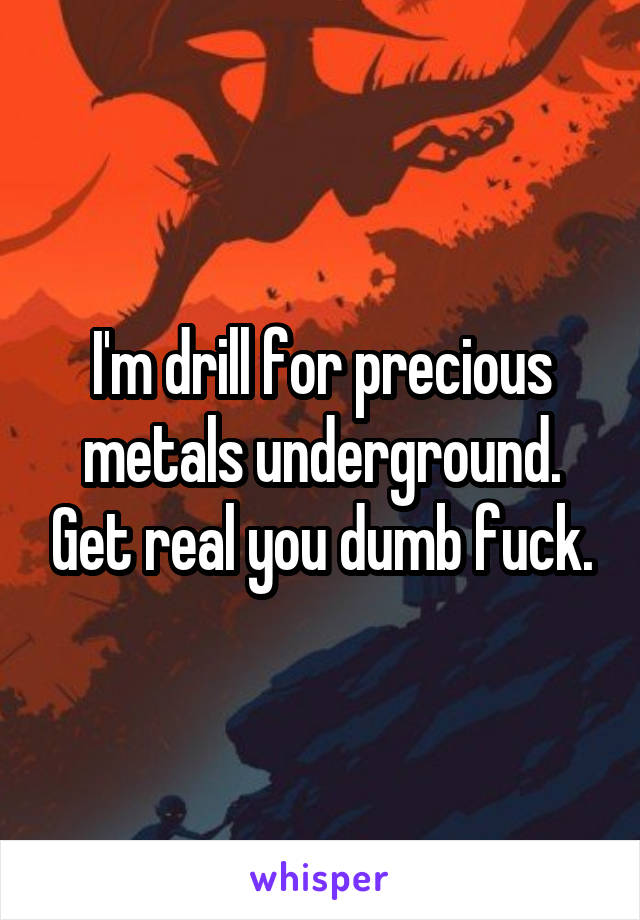 I'm drill for precious metals underground. Get real you dumb fuck.