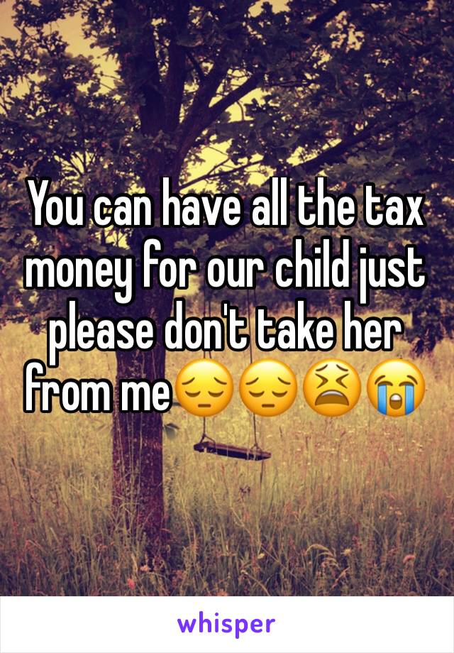 You can have all the tax money for our child just please don't take her from me😔😔😫😭