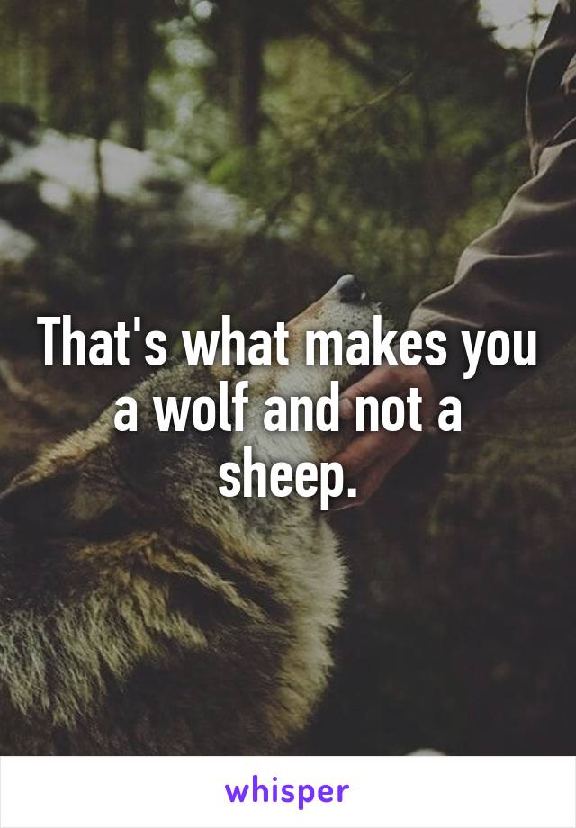 That's what makes you a wolf and not a sheep.