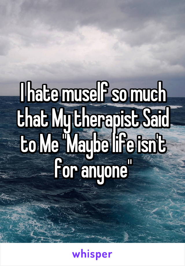 I hate muself so much that My therapist Said to Me "Maybe life isn't for anyone"