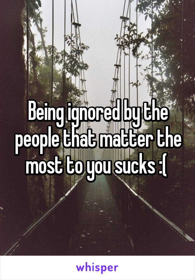 Being ignored by the people that matter the most to you sucks :( 