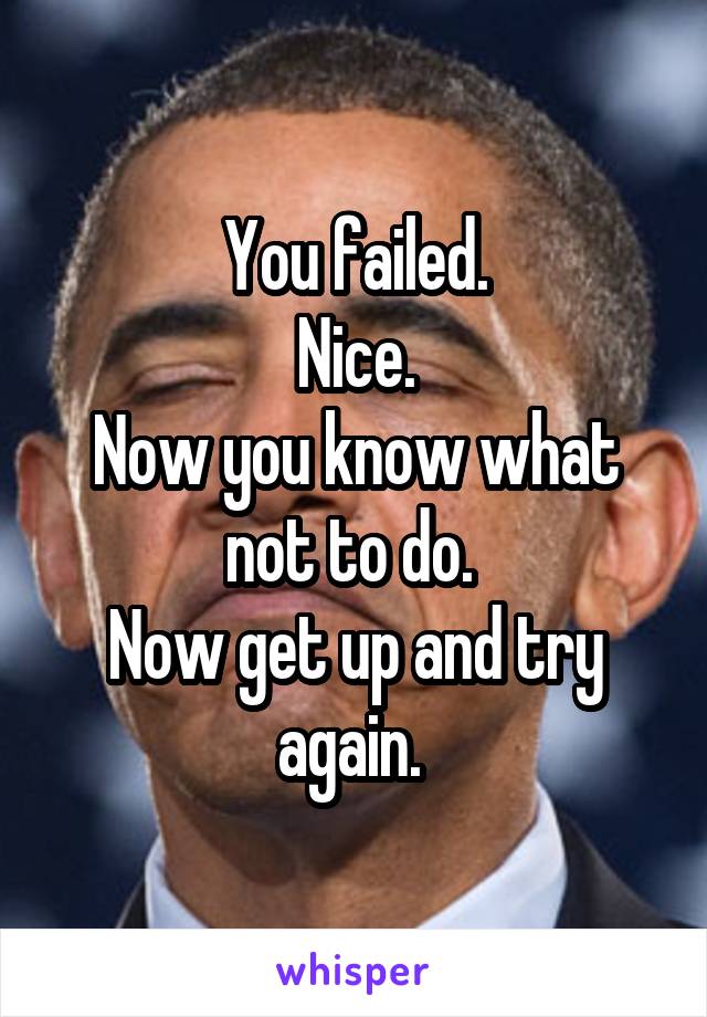 You failed.
Nice.
Now you know what not to do. 
Now get up and try again. 