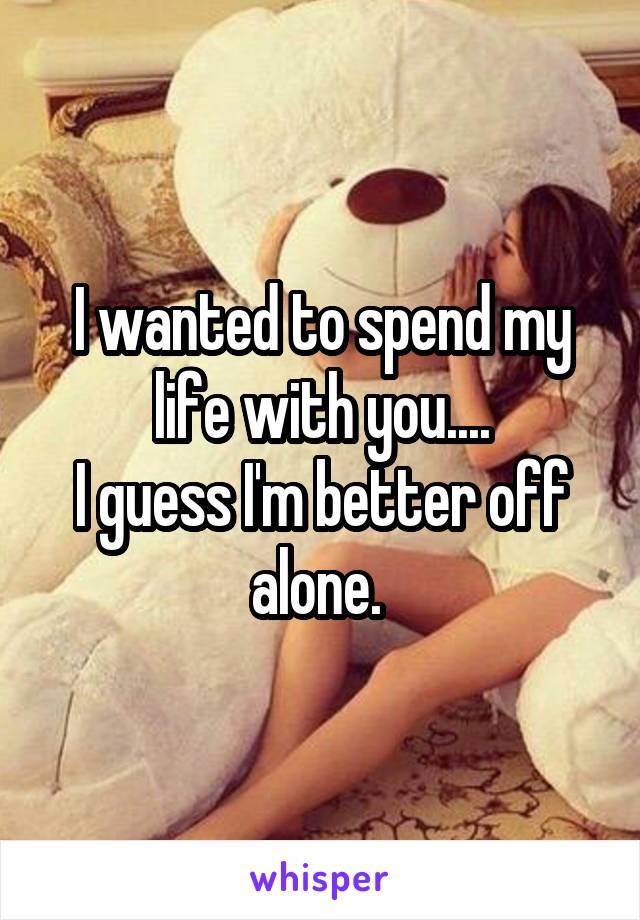 I wanted to spend my life with you....
I guess I'm better off alone. 