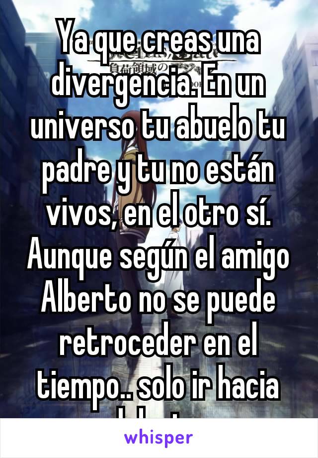 Ya que creas una divergencia. En un universo tu abuelo tu padre y tu no están vivos, en el otro sí.
Aunque según el amigo Alberto no se puede retroceder en el tiempo.. solo ir hacia delante.