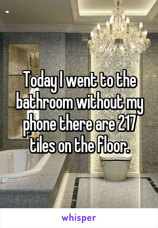 Today I went to the bathroom without my phone there are 217 tiles on the floor.