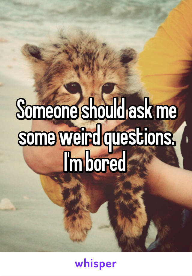 Someone should ask me some weird questions. I'm bored 