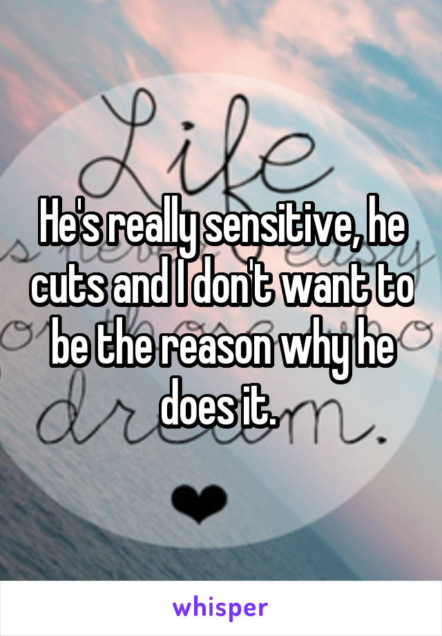 He's really sensitive, he cuts and I don't want to be the reason why he does it. 