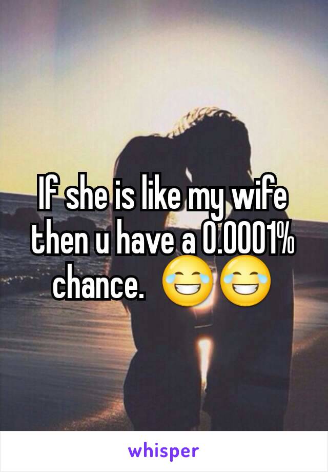 If she is like my wife then u have a 0.0001% chance.  😂😂