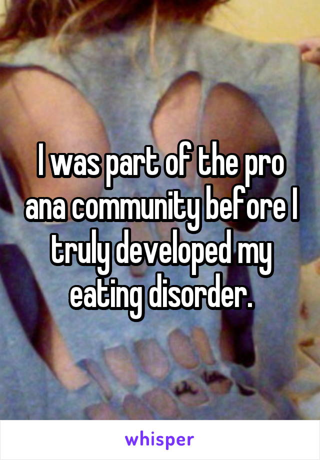 I was part of the pro ana community before I truly developed my eating disorder.