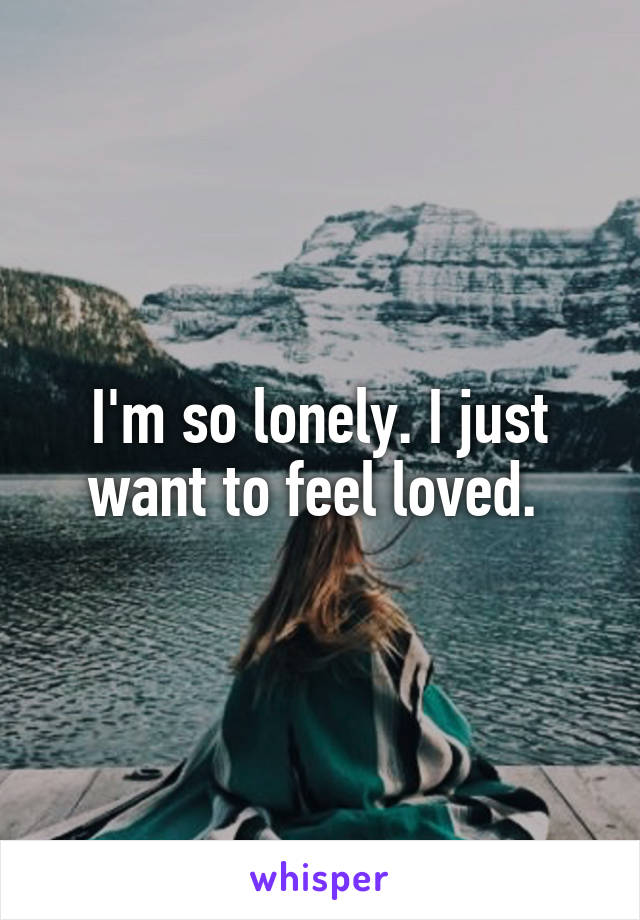 I'm so lonely. I just want to feel loved. 