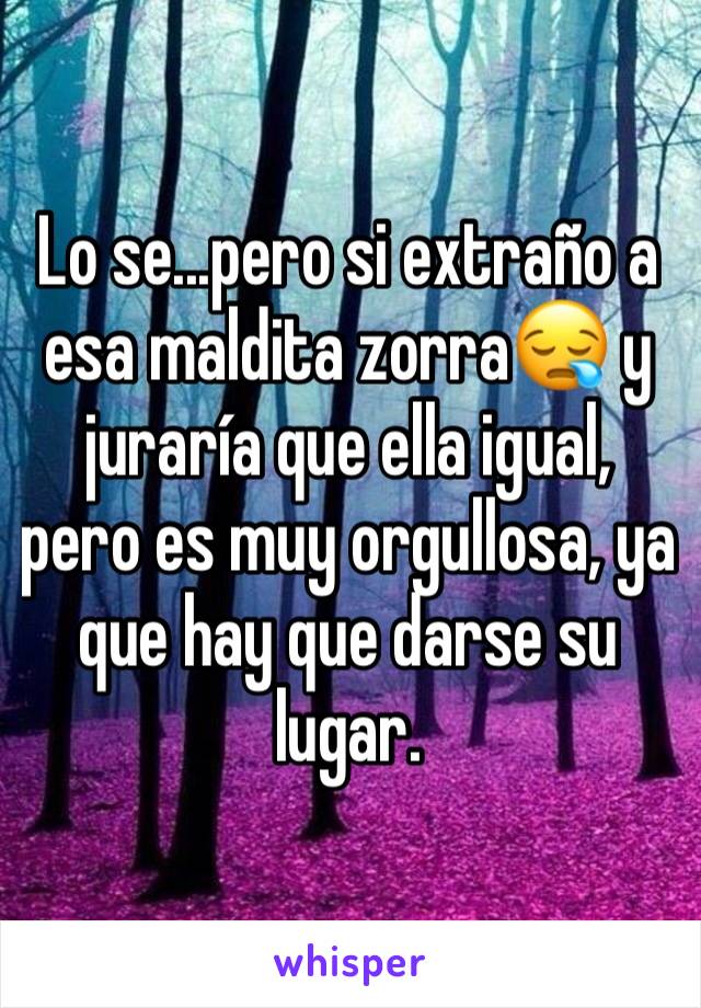 Lo se...pero si extraño a esa maldita zorra😪 y juraría que ella igual, pero es muy orgullosa, ya que hay que darse su lugar.