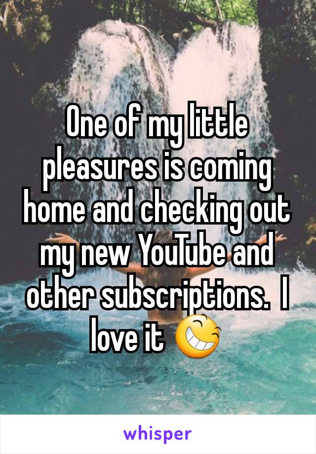 One of my little pleasures is coming home and checking out my new YouTube and other subscriptions.  I love it 😆