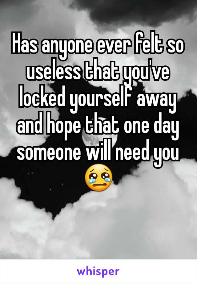 Has anyone ever felt so useless that you've  locked yourself away and hope that one day someone will need you😢