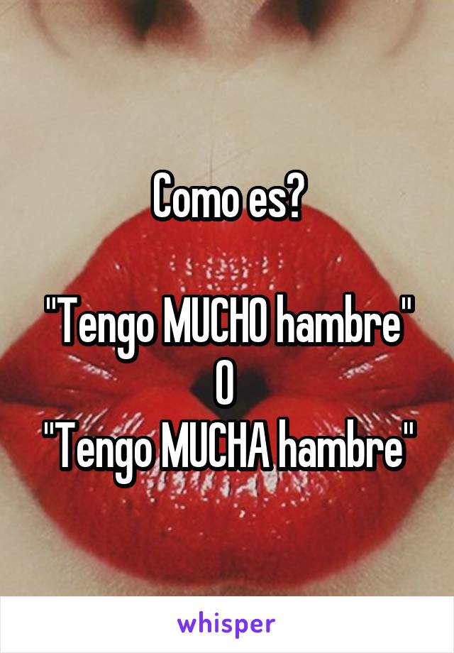 Como es?

"Tengo MUCHO hambre"
O 
"Tengo MUCHA hambre"