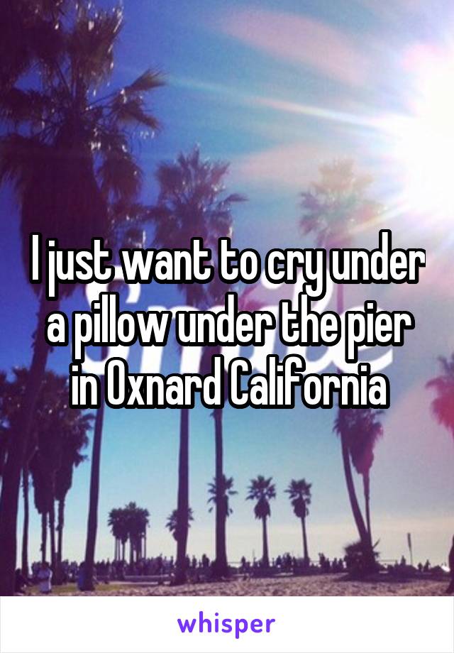 I just want to cry under a pillow under the pier in Oxnard California